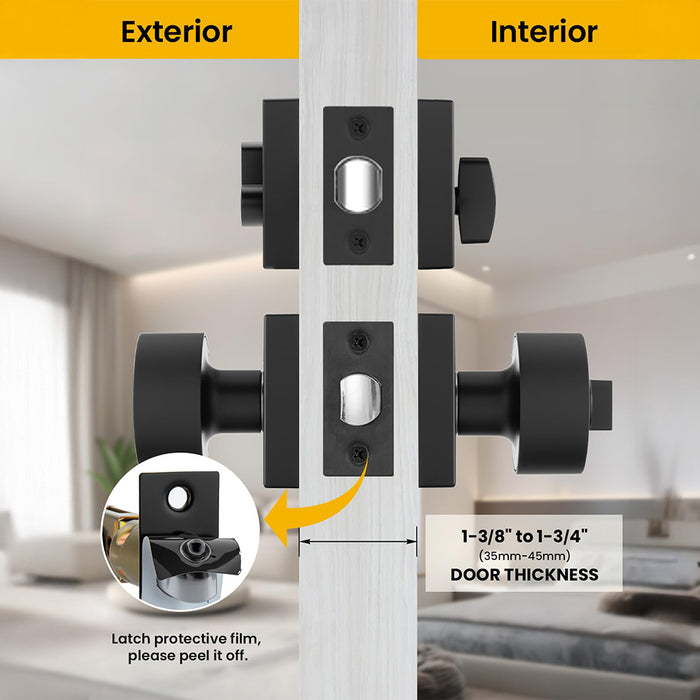 Matte Black & Brushed Nickel Entry Door Handle Set