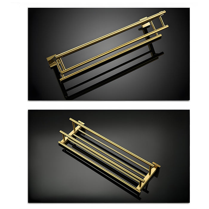 Brushed Gold Bathroom Towel Rack with Shelf