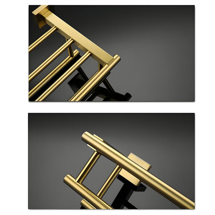 Brushed Gold Bathroom Towel Rack with Shelf