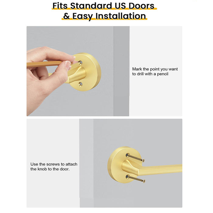 2 Pack Brushed Gold Dummy Door Handles Interior Door Levers