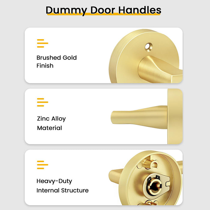 2 Pack Brushed Gold Dummy Door Handles Interior Door Levers
