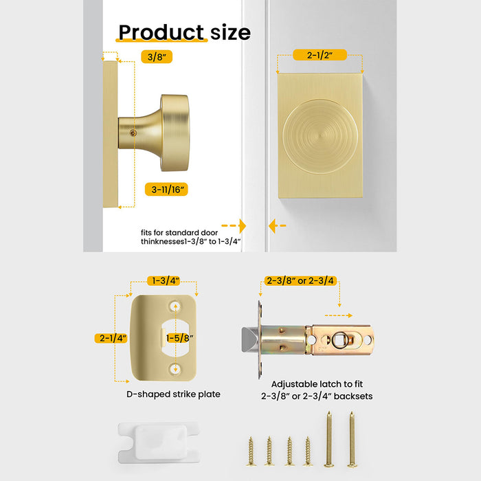Rectangle Zinc Alloy Interior Passage Door Knobs