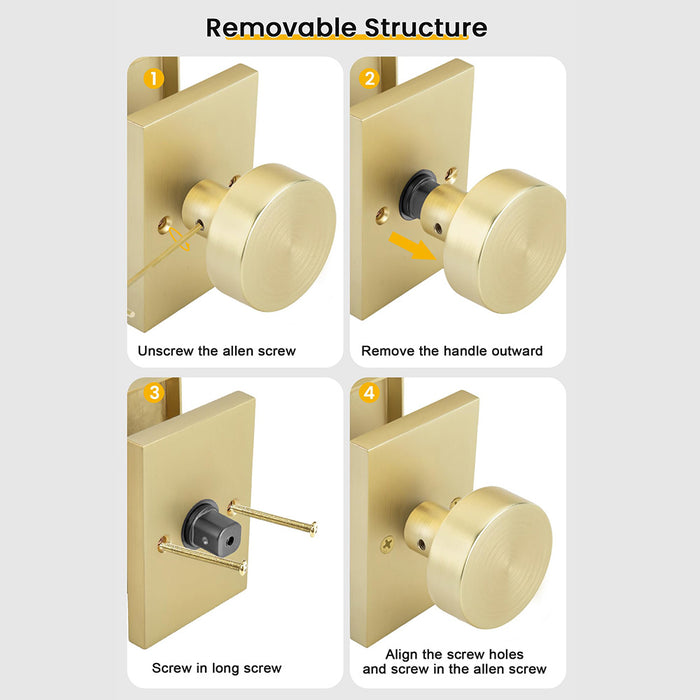 Rectangle Zinc Alloy Interior Passage Door Knobs