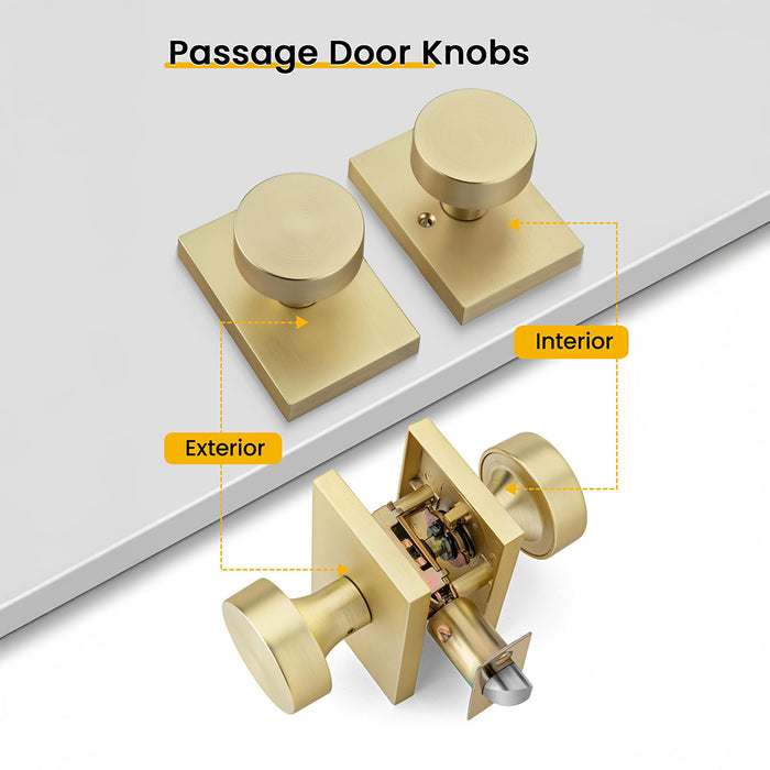 Rectangle Zinc Alloy Interior Passage Door Knobs