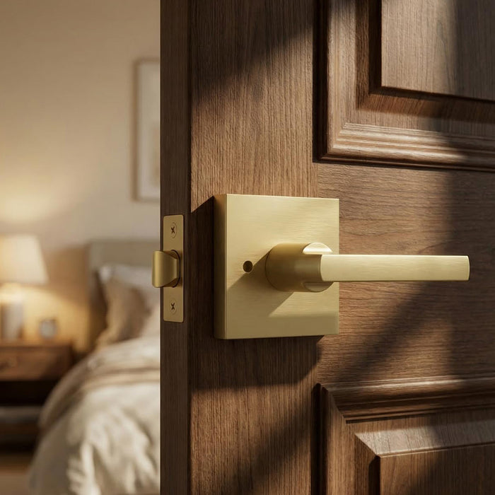Modern Brushed Gold Privacy Passage & Dummy Interior Door Handles