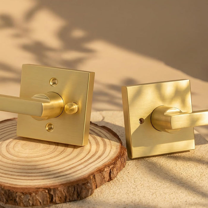 Modern Brushed Gold Privacy Passage & Dummy Interior Door Handles