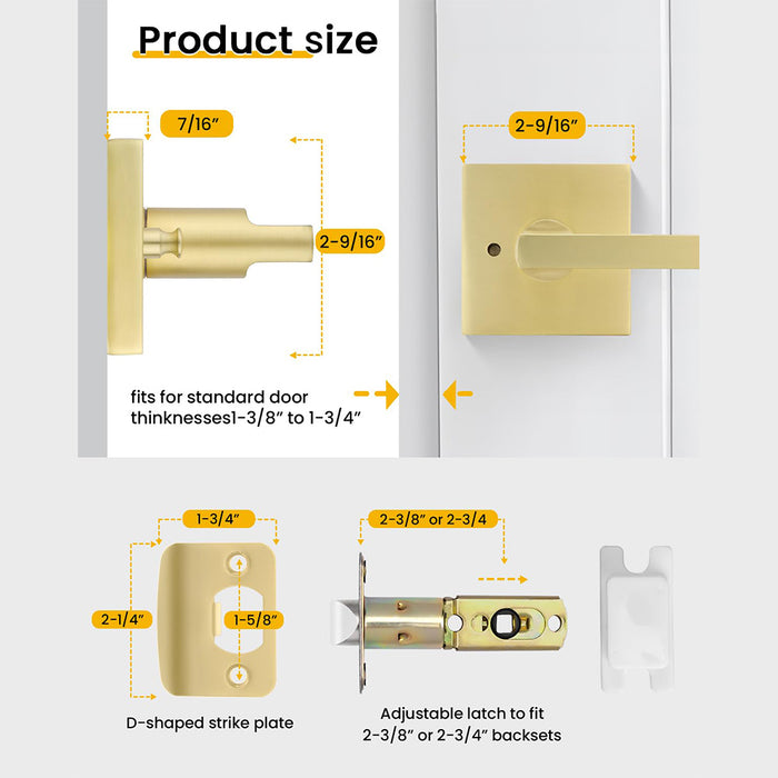 Modern Brushed Gold Privacy Passage & Dummy Interior Door Handles