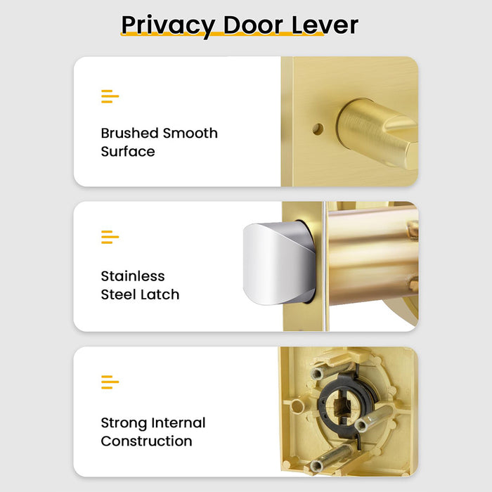 Modern Brushed Gold Privacy Passage & Dummy Interior Door Handles