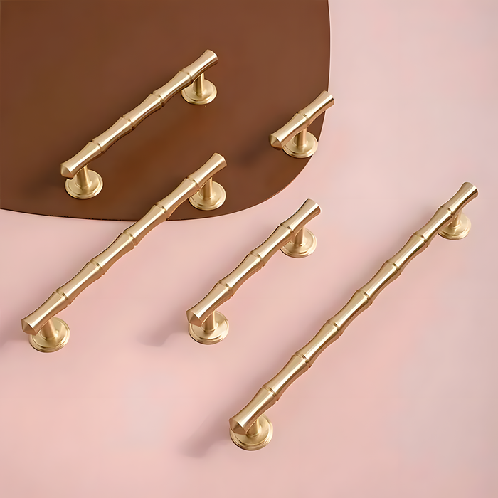 Bamboo Design Brass Gold Wardrobe Handle