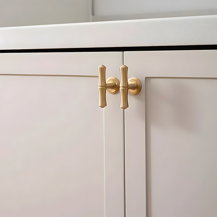 Bamboo Design Brass Gold Wardrobe Handle