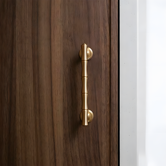 Bamboo Design Brass Gold Wardrobe Handle