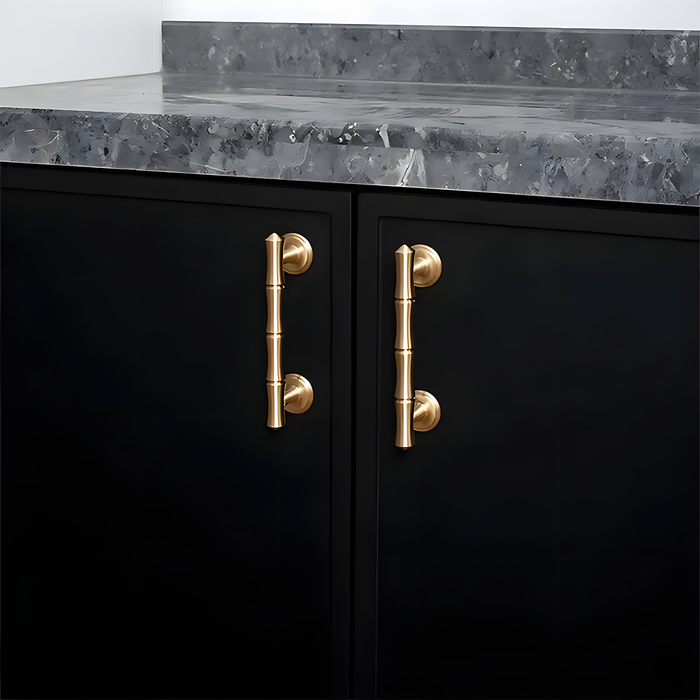 Bamboo Design Brass Gold Wardrobe Handle