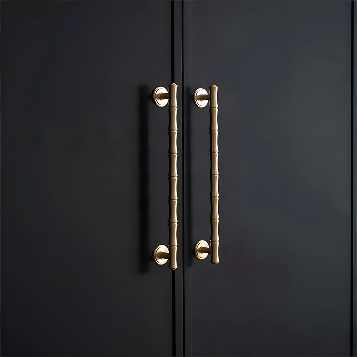 Bamboo Design Brass Gold Wardrobe Handle