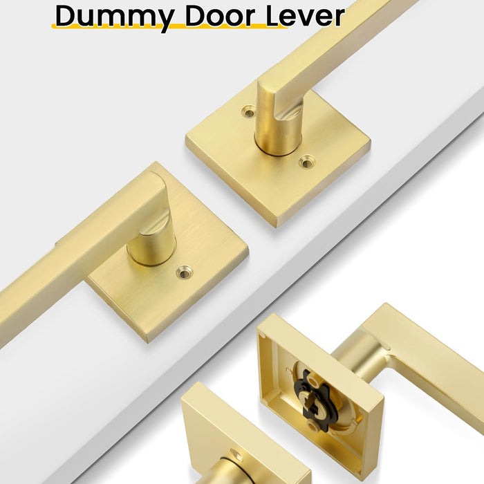 Modern Brushed Gold Privacy Passage & Dummy Interior Door Handles