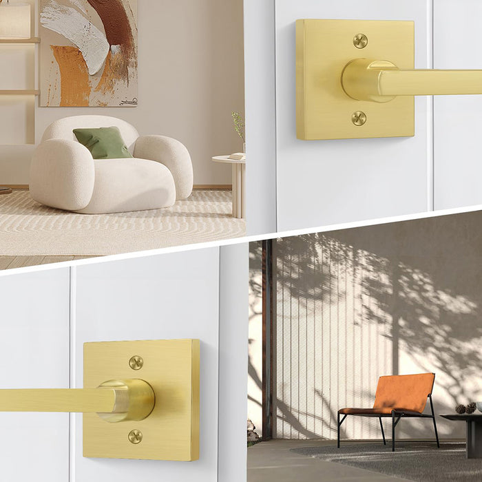 Modern Brushed Gold Privacy Passage & Dummy Interior Door Handles