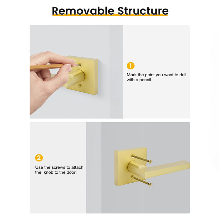 Modern Brushed Gold Privacy Passage & Dummy Interior Door Handles