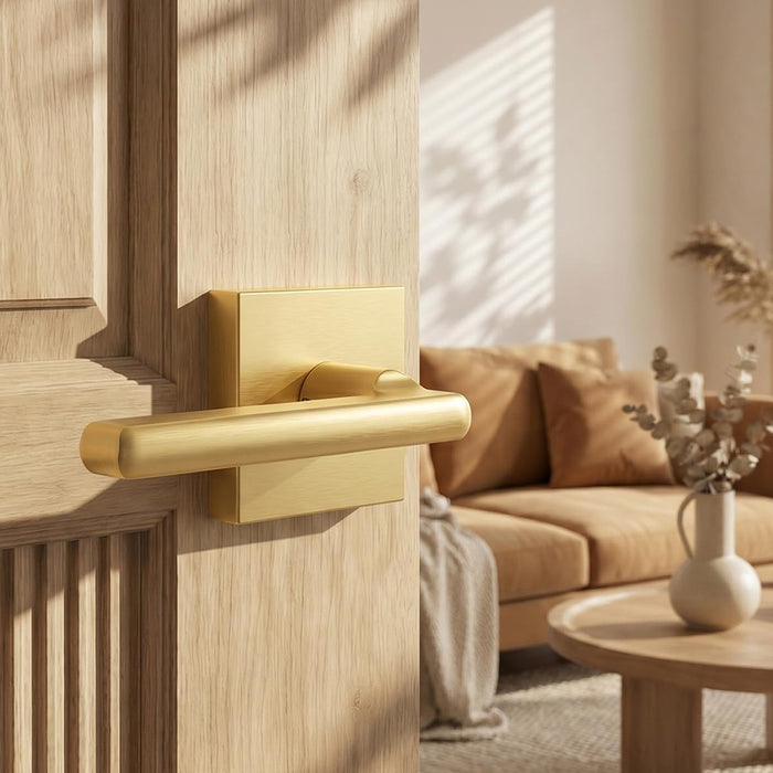 Modern Brushed Gold Privacy Passage & Dummy Interior Door Handles