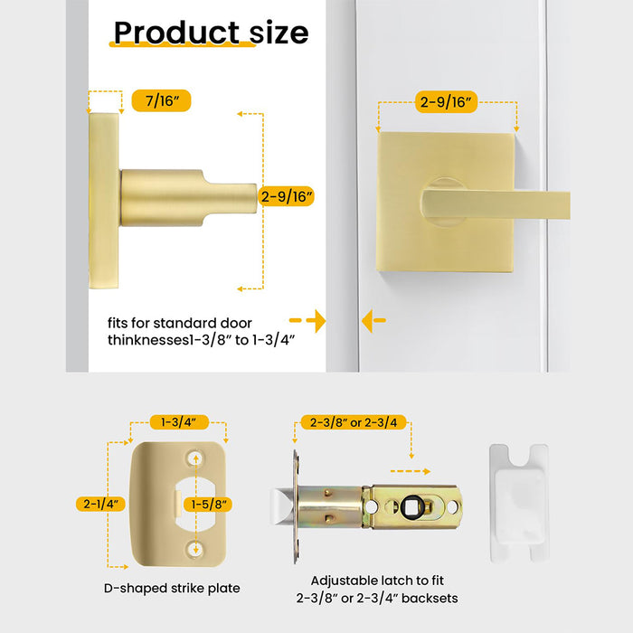 Modern Brushed Gold Privacy Passage & Dummy Interior Door Handles