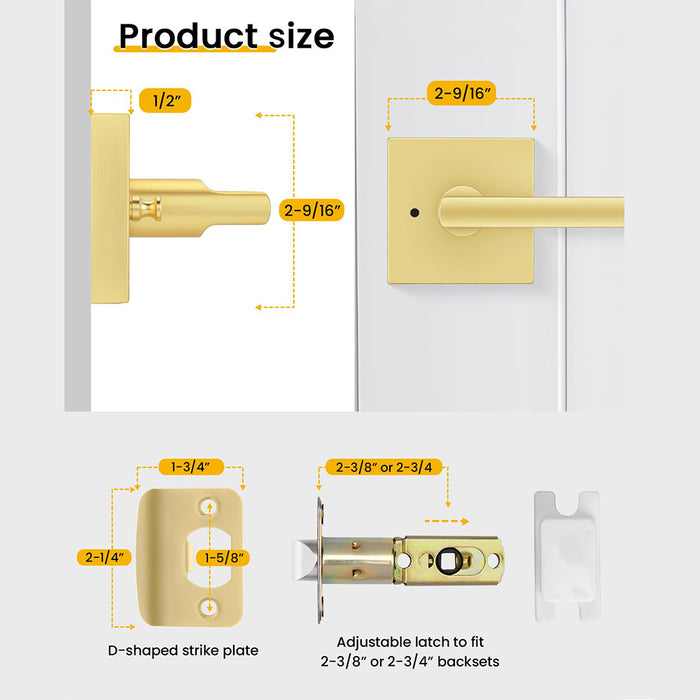 Modern Heavy Duty Zinc Alloy Interior Privacy Door Lever