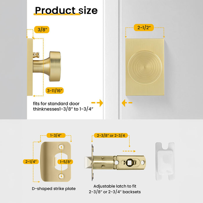 Rectangle Zinc Alloy Interior Privacy Door Knobs
