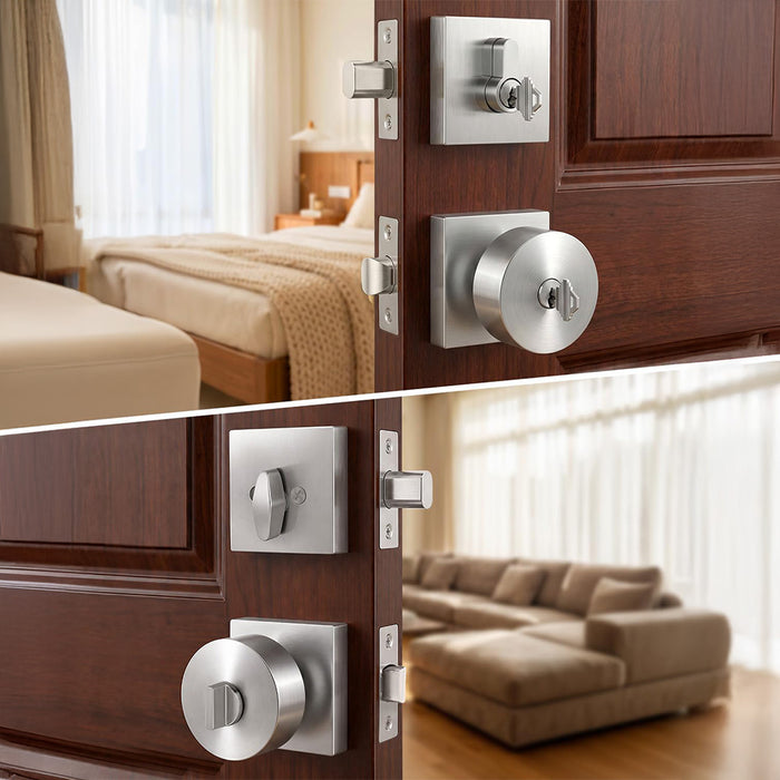 Matte Black & Brushed Nickel Entry Door Handle Set