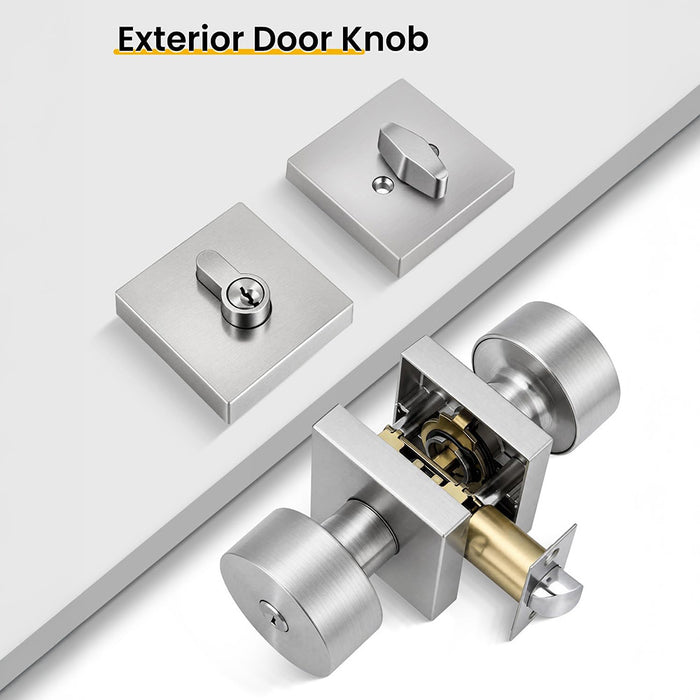 Matte Black & Brushed Nickel Entry Door Handle Set