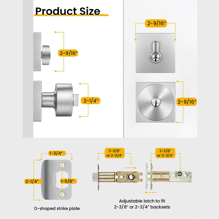Matte Black & Brushed Nickel Entry Door Handle Set