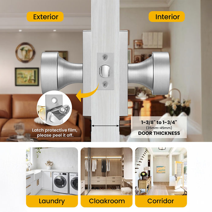 Rectangle Zinc Alloy Interior Passage Door Knobs