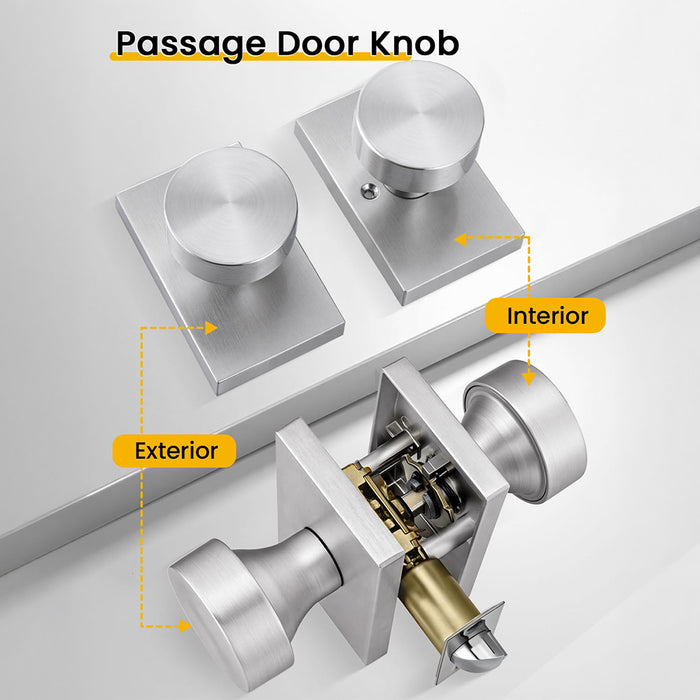 Rectangle Zinc Alloy Interior Passage Door Knobs