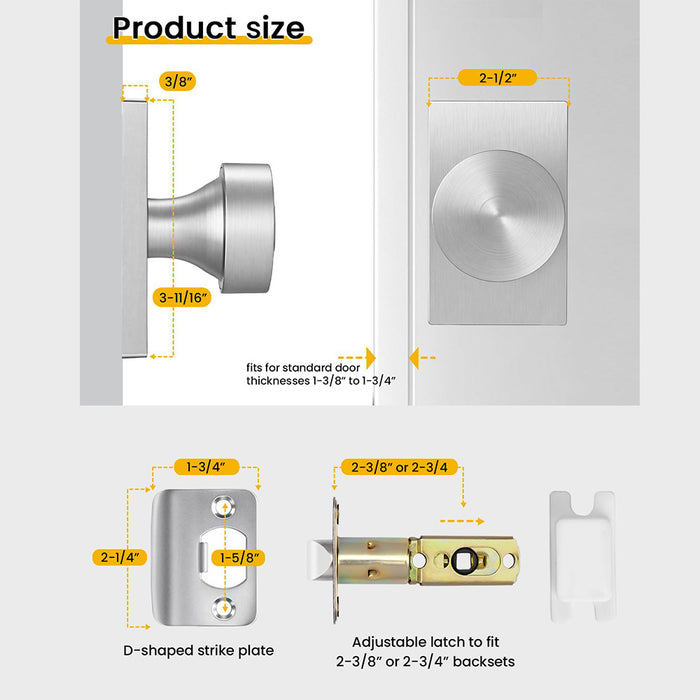 Rectangle Zinc Alloy Interior Passage Door Knobs