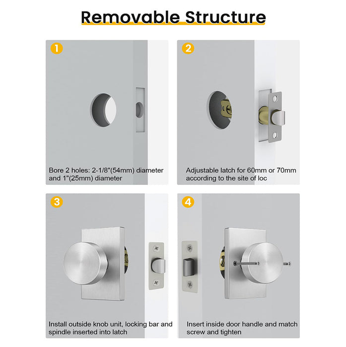 Rectangle Zinc Alloy Interior Passage Door Knobs