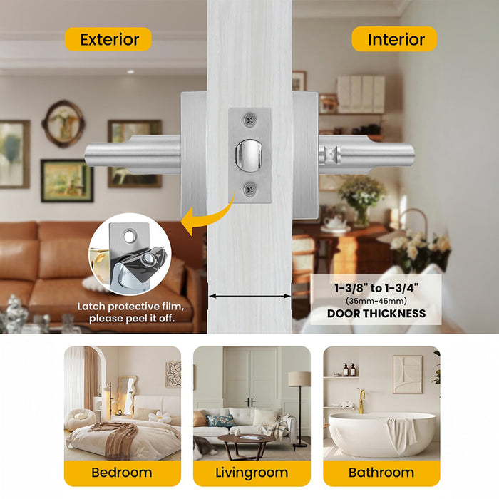 Modern Heavy Duty Zinc Alloy Interior Privacy Door Lever