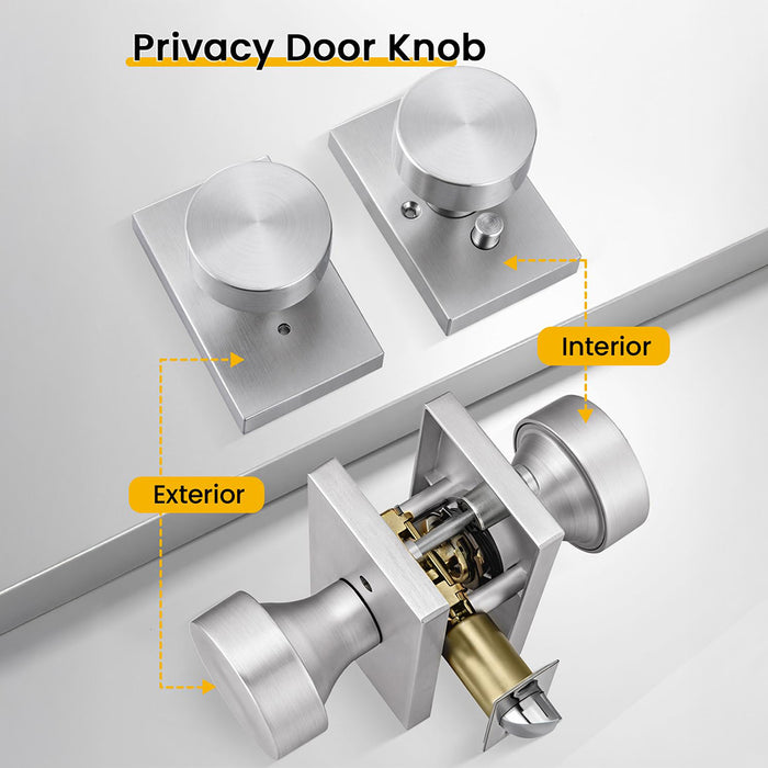 Rectangle Zinc Alloy Interior Privacy Door Knobs