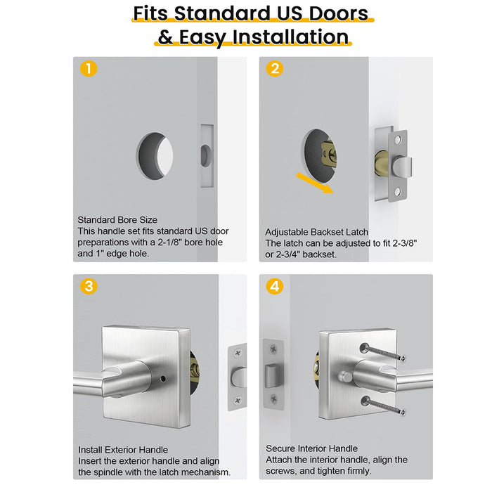 Modern Heavy Duty Zinc Alloy Interior Privacy Door Lever