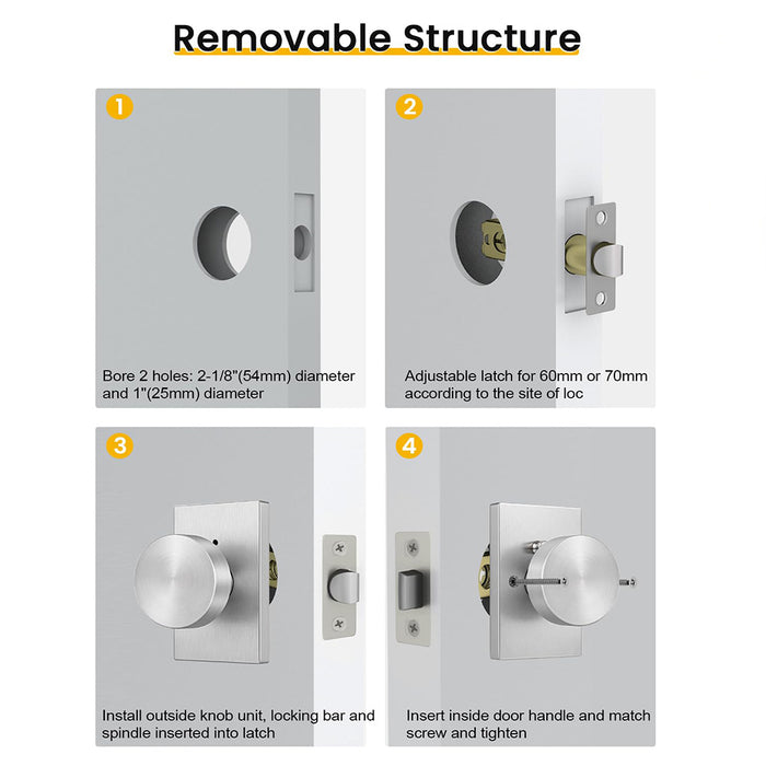 Rectangle Zinc Alloy Interior Privacy Door Knobs
