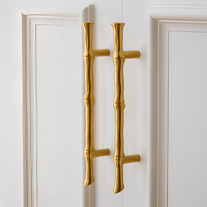 Bamboo Modern Brass Cabinet Handles