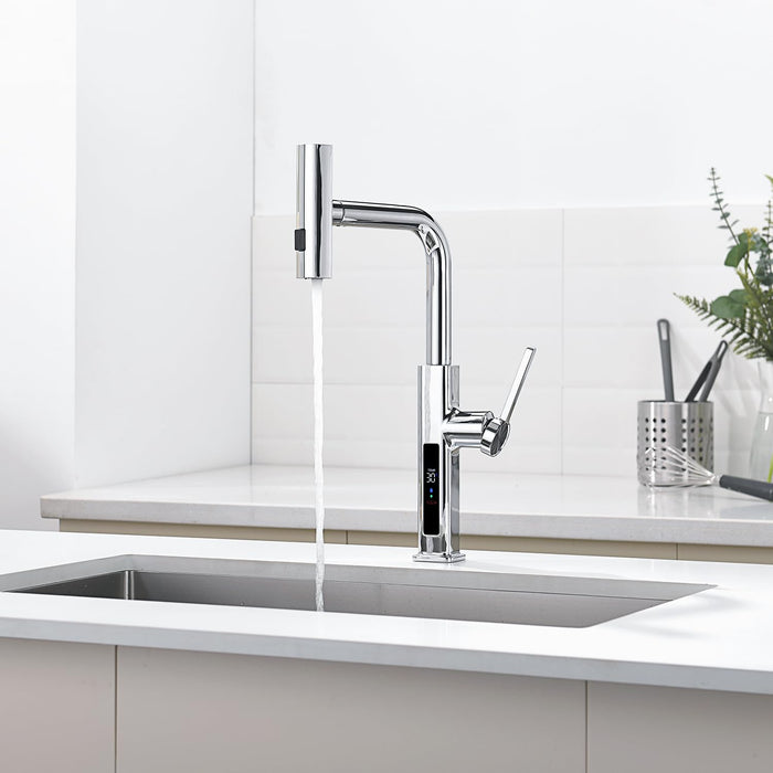 3 Modes Rainfall Deck Mounted Pull-Out Kitchen Faucet
