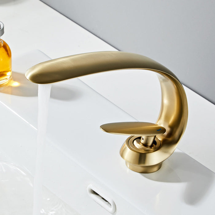 Creative Curved Solid Brass Single Handle Vanity Faucet