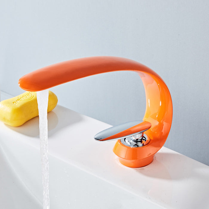 Creative Curved Solid Brass Single Handle Vanity Faucet