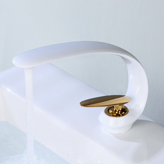 Creative Curved Solid Brass Single Handle Vanity Faucet