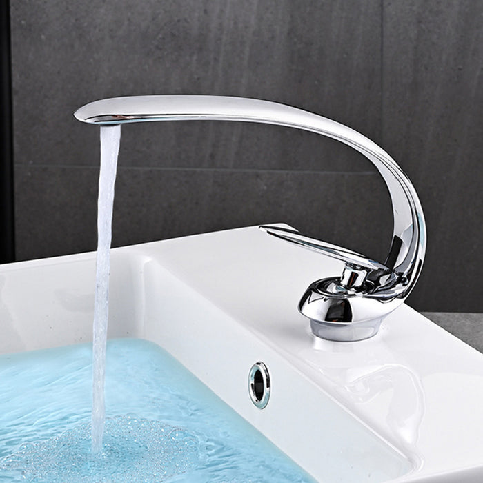 Creative Curved Solid Brass Single Handle Vanity Faucet