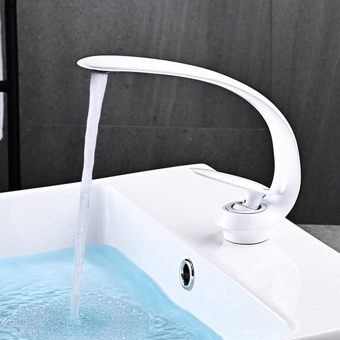 Creative Curved Solid Brass Single Handle Vanity Faucet