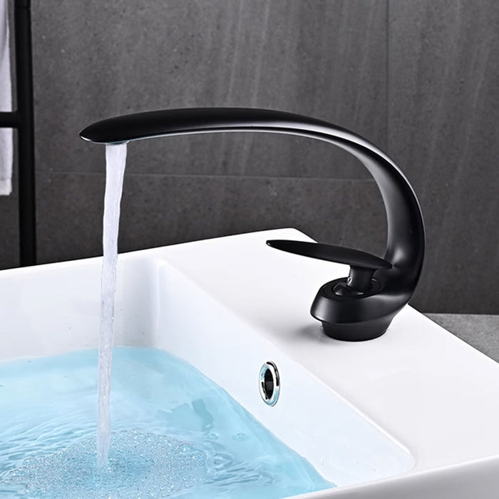 Creative Curved Solid Brass Single Handle Vanity Faucet