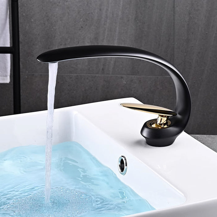 Creative Curved Solid Brass Single Handle Vanity Faucet
