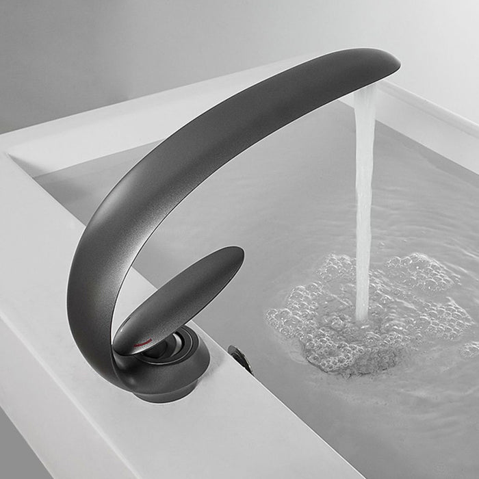 Creative Curved Solid Brass Single Handle Vanity Faucet