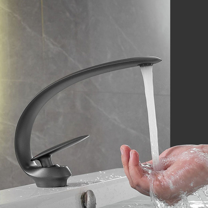 Creative Curved Solid Brass Single Handle Vanity Faucet