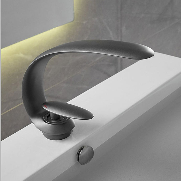 Creative Curved Solid Brass Single Handle Vanity Faucet