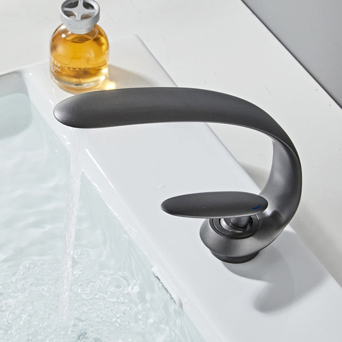 Creative Curved Solid Brass Single Handle Vanity Faucet