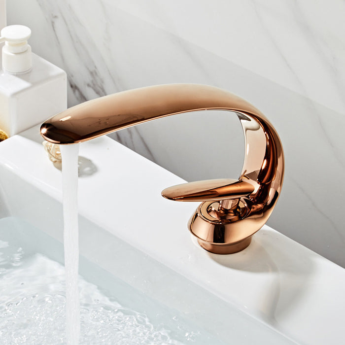 Creative Curved Solid Brass Single Handle Vanity Faucet