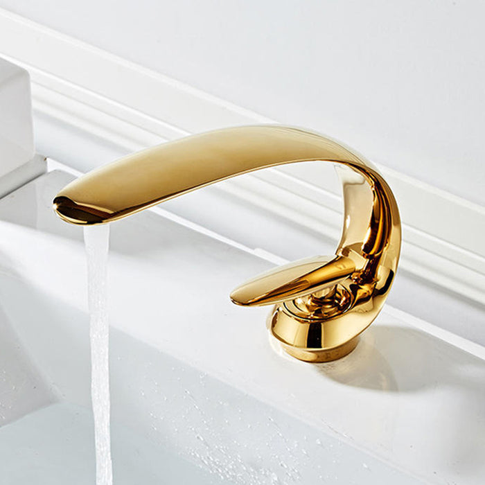 Creative Curved Solid Brass Single Handle Vanity Faucet